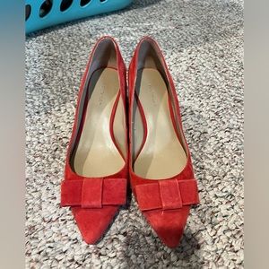 Red kitten heels with bow